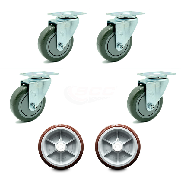 Service Caster Regency 600UBCKIT6 U-Boat Cart Caster and Wheel Replacement Set - REG-SCC-20S414-PPUB-TP2-4-PPUD820-2